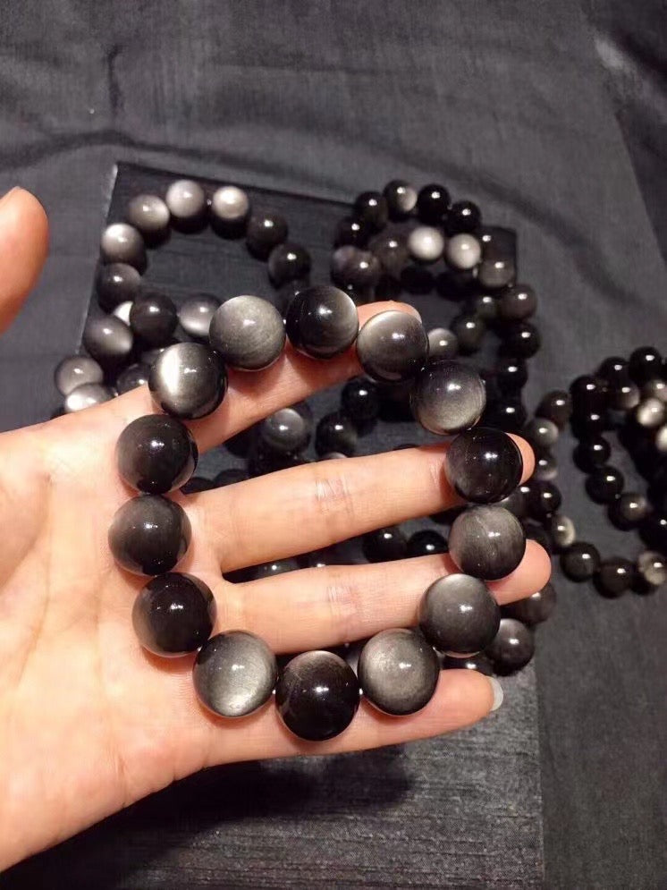 Silver Obsidian Bracelets