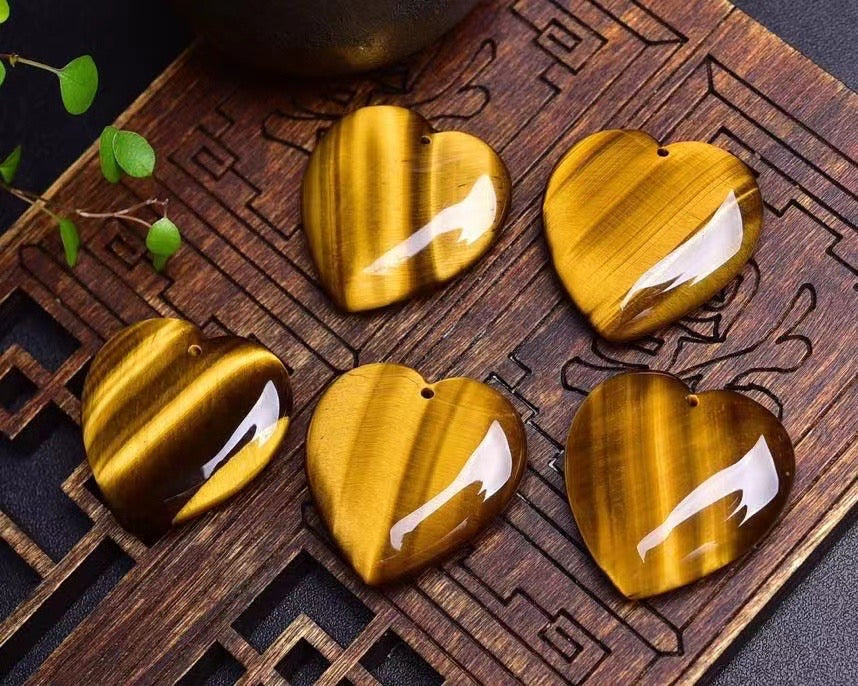 Tiger's Eye Heart Pendants
