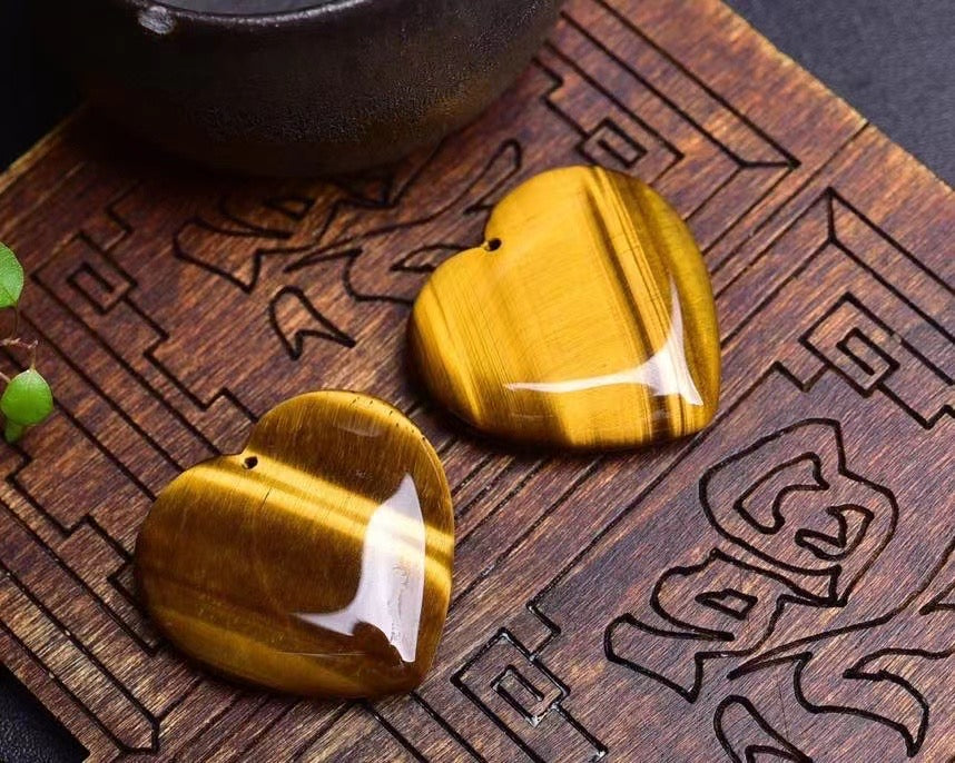 Tiger's Eye Heart Pendants