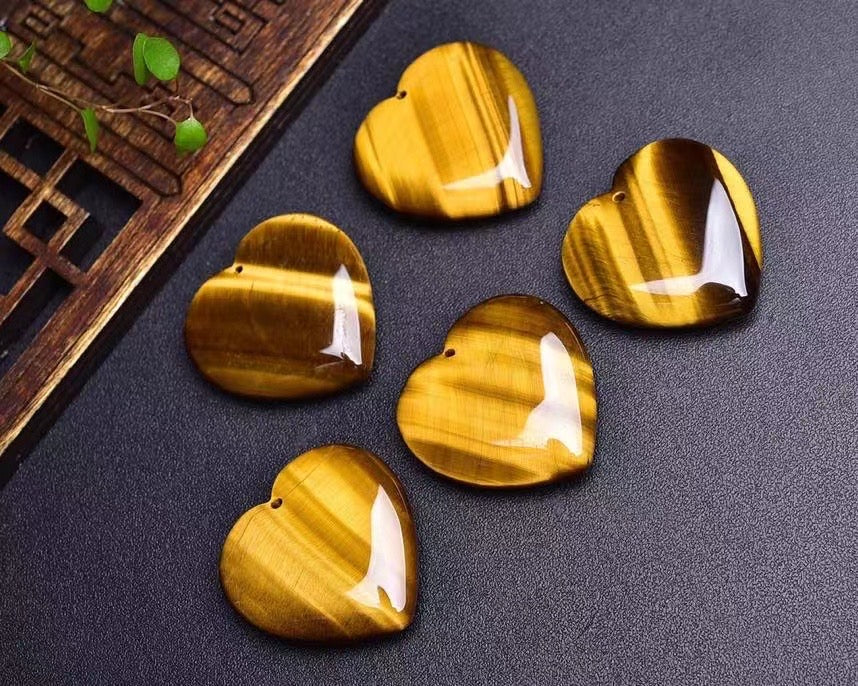 Tiger's Eye Heart Pendants