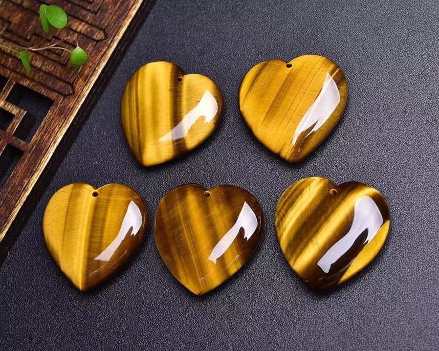 Tiger's Eye Heart Pendants