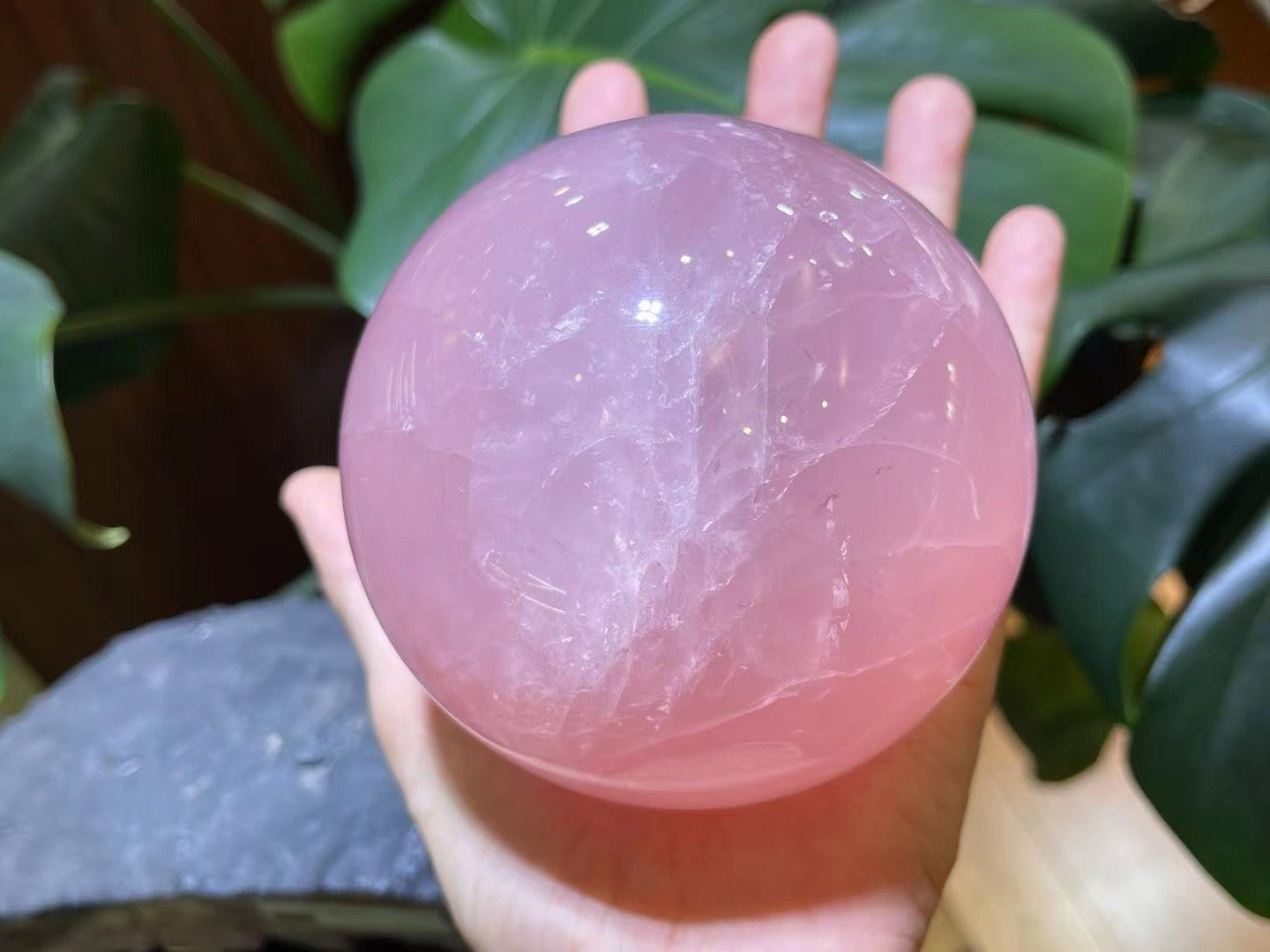 Seven Star Array Rose Quartz Sphere Amethyst Cluster