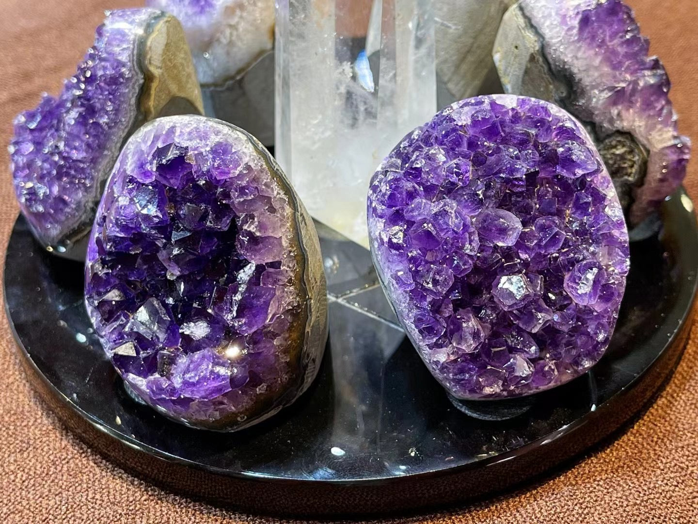 Seven Star Array Red Crystal Point Amethyst Cluster