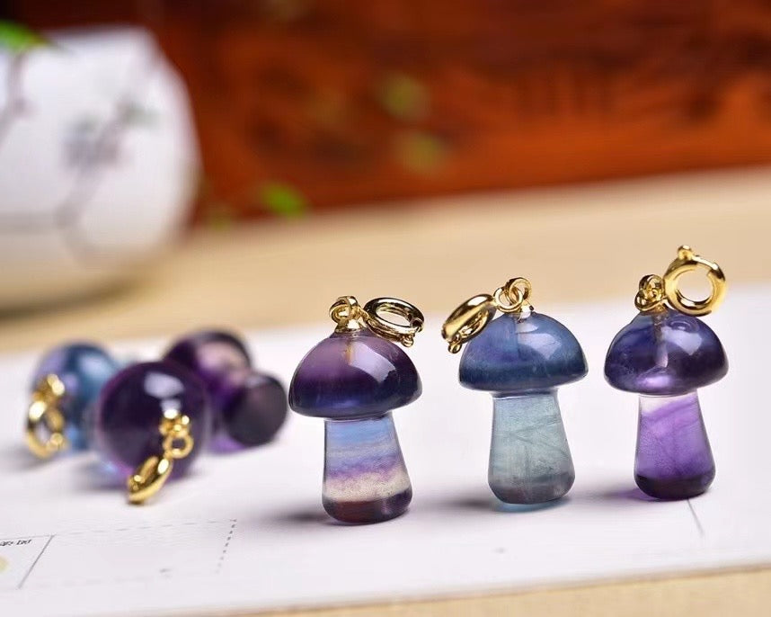 Fluorite Mushroom Pendants