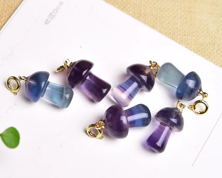 Fluorite Mushroom Pendants