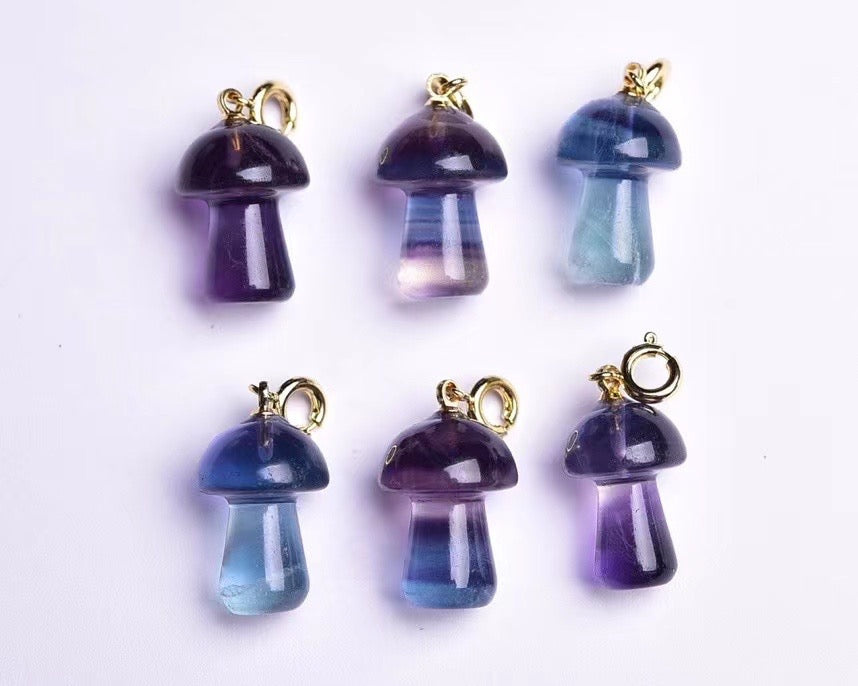 Fluorite Mushroom Pendants