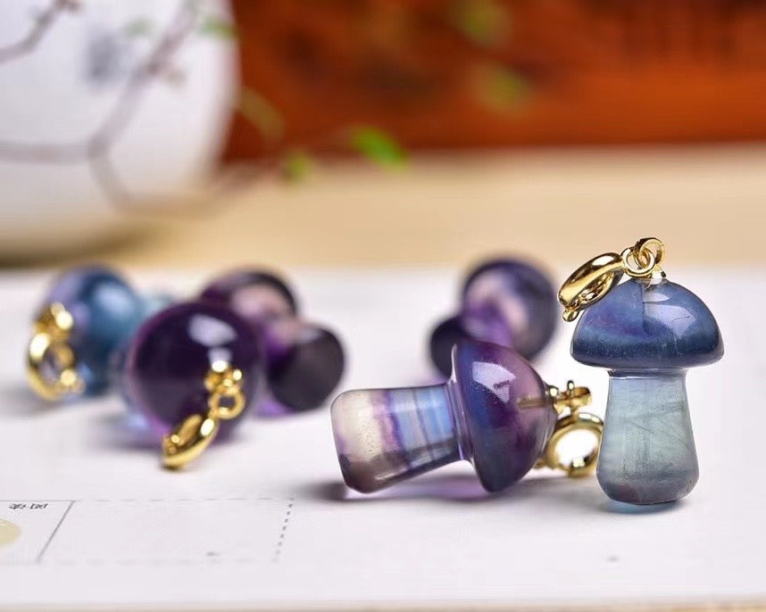 Fluorite Mushroom Pendants