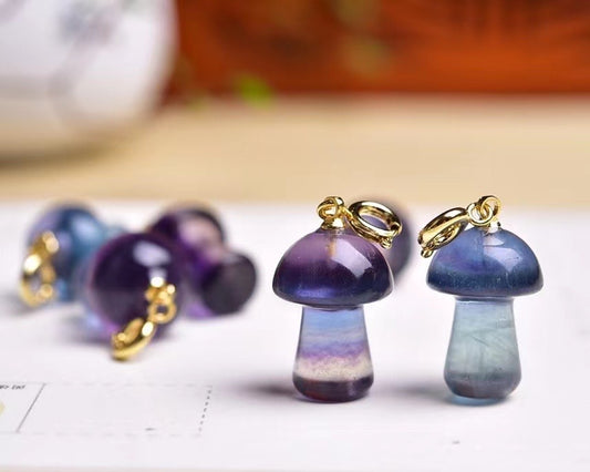 Fluorite Mushroom Pendants